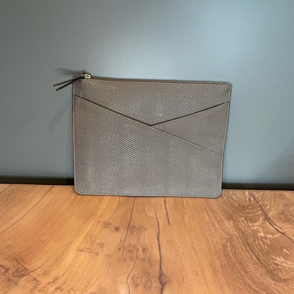 Gray Snake Embossed Clutch